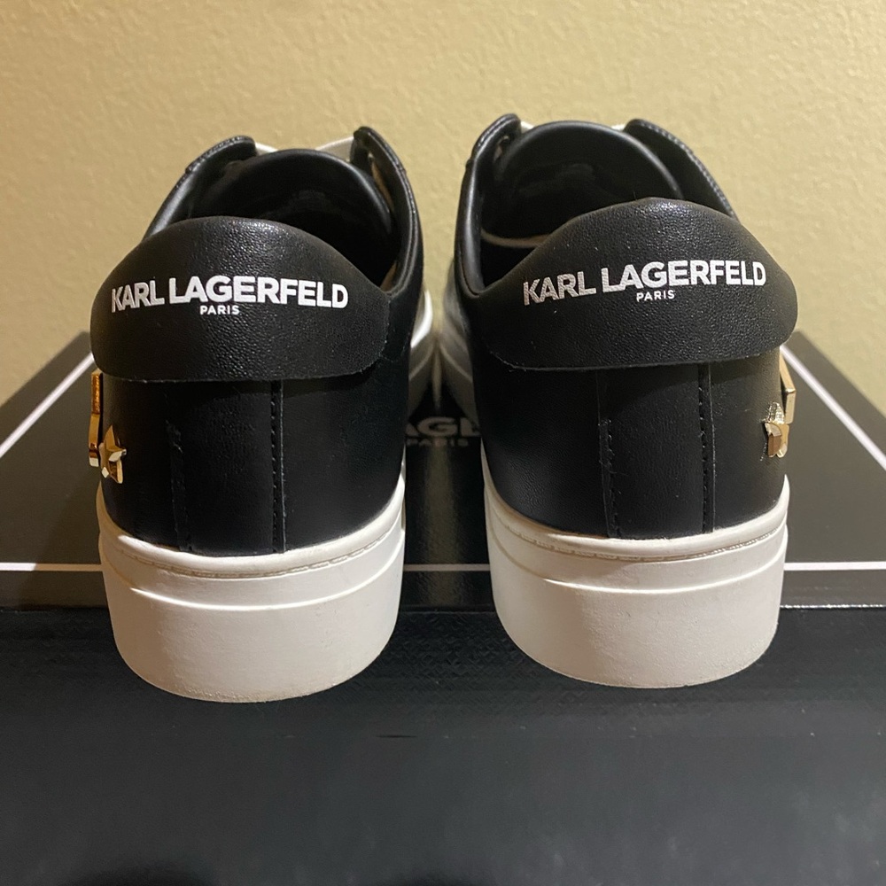Karl Lagerfeld Black & White Platform Cate Pins Sneakers, Size 7.5 - Picture 5 of 14